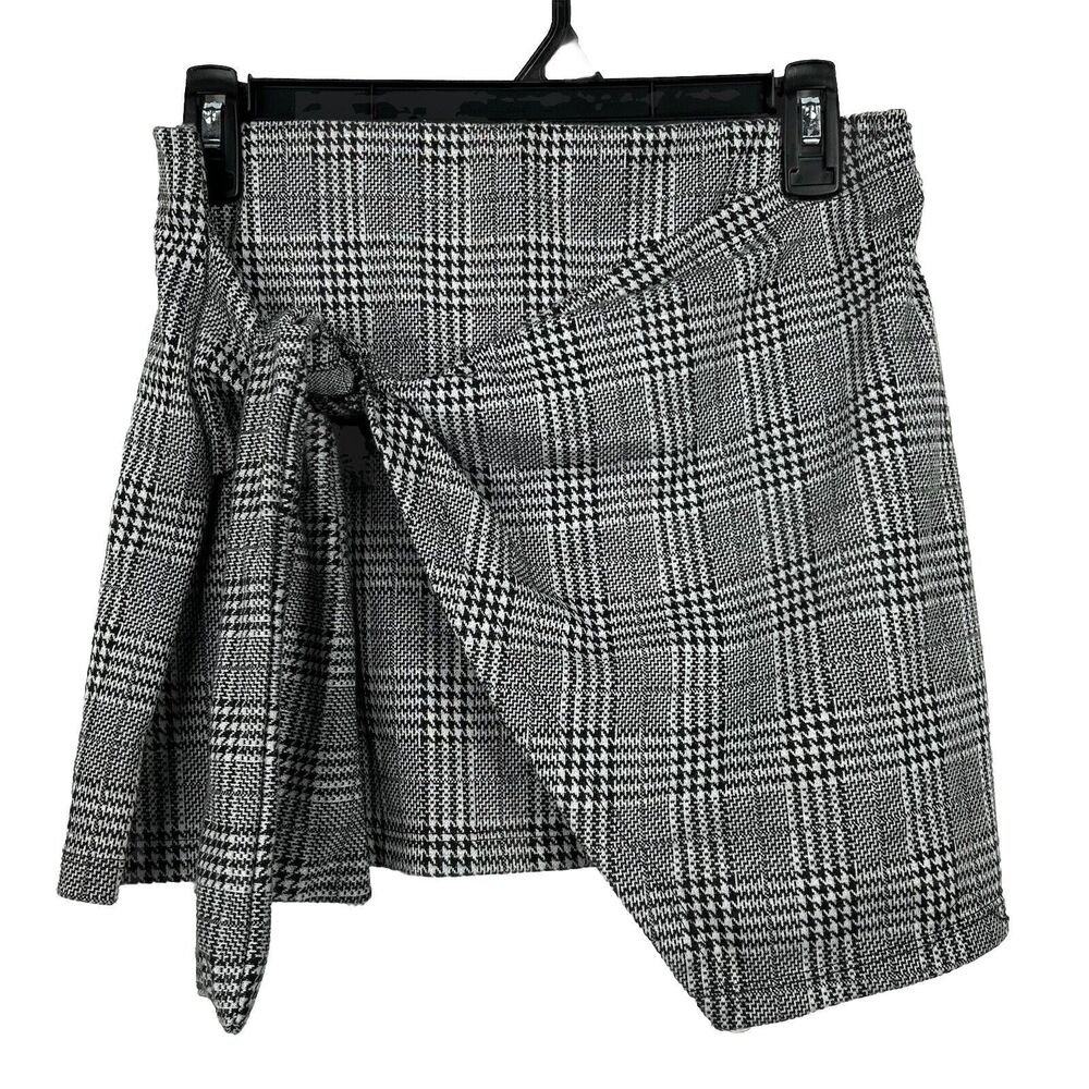 Sensational Collection Women's Large Skirt Mini Faux Wrap Tie Pull On Plaid